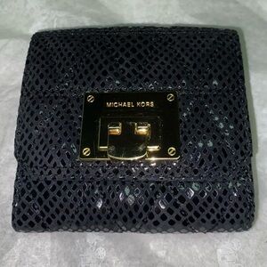 Michael Kors Women's Trifold Embossed leather Wallet BLACK New